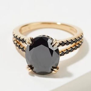 Diamonique "Black Diamond" Oval Cut Ring